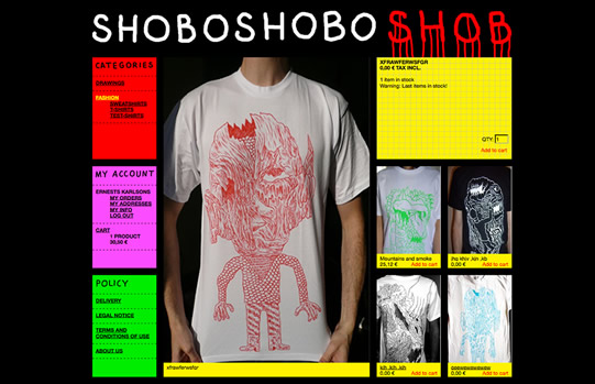 webshop for ShoboShobo, london-based graphic artist