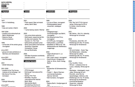 Section 'About' of the website of Kathi Käppel