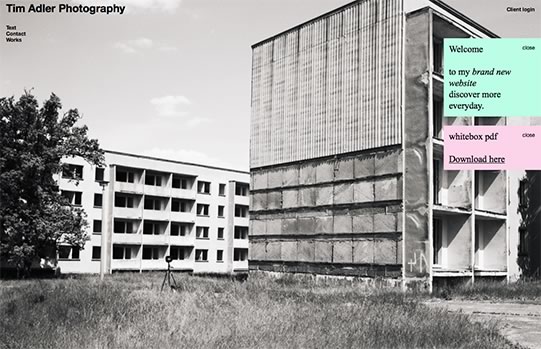 personal portfolio web for Berlin based photographer Tim Adler